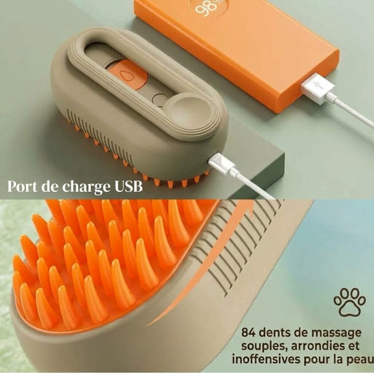 Brosse à Vapeur 3-en-1 pour Chiens & Chats | Anti-Poils Volants