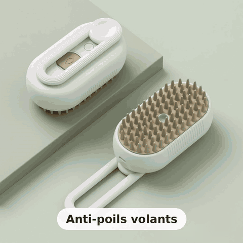 Brosse à vapeur 3-en-1 pour chiens et chats : anti-poils volants, démêle sans tirer, rechargeable USB